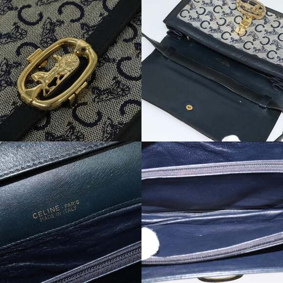 CELINE C Sulky Shoulder Bag Canvas Brown Gold - Picture 11 of 13